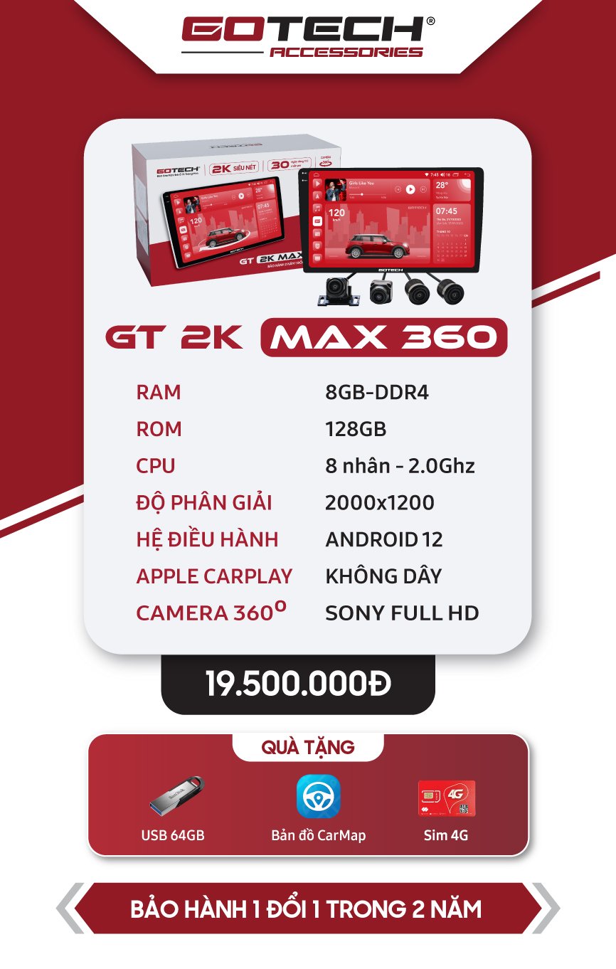 Màn Hình Ô Tô Thông Minh GOTECH GT2K MAX 360